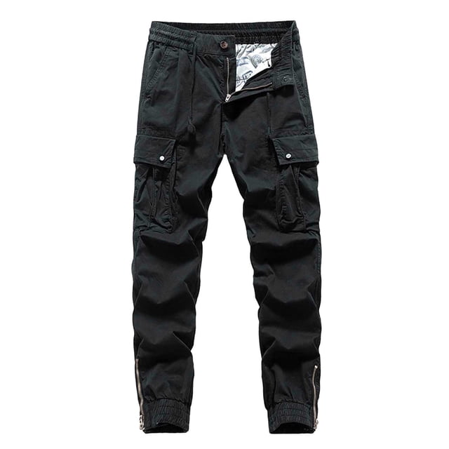FRSASU Pantalon Cargo d'Extérieur pour Homme, Pantalon Tactique Léger, Jogger de Randonnée, Coupe Classique avec Multiples Poches, Noir
