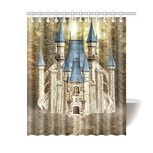 Artjia Enchanted Cinderella Castle, Disney World Castle Shower Curtain