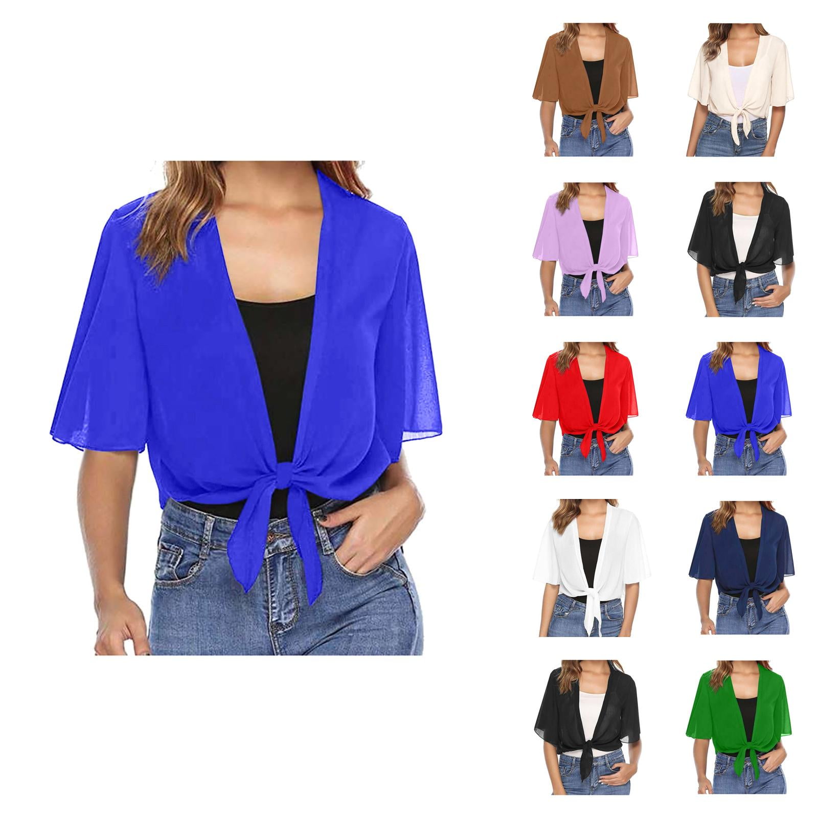 YIZYIF Womens Short Sleeve Cardigan Allover Shiny Sequins Cropped