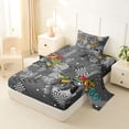 thumbnail image 2 of Castle Fairy Dinosaur Monster Truck Twin Sheet Sets 3pcs for Toddlers, Racing Flag Print Bedding for Playroom, Gray Green, 2 of 6