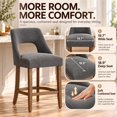 thumbnail image 4 of SESSLIFE Bar Stools Set of 2, 26" Counter Height Bar Stools with Open Back, Modern Upholstered Kitchen Island Stools with Solid Wood Legs, Bar Chairs for Dining Room, Gray, 4 of 9