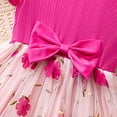 thumbnail image 6 of Hot Pink Girls Kids Floral Embroidered Tulle Party Dress A-Line Bow Ruffle Cap Sleeve Lightweight Breathable Summer Princess 3T,Size 6 T, 6 of 6