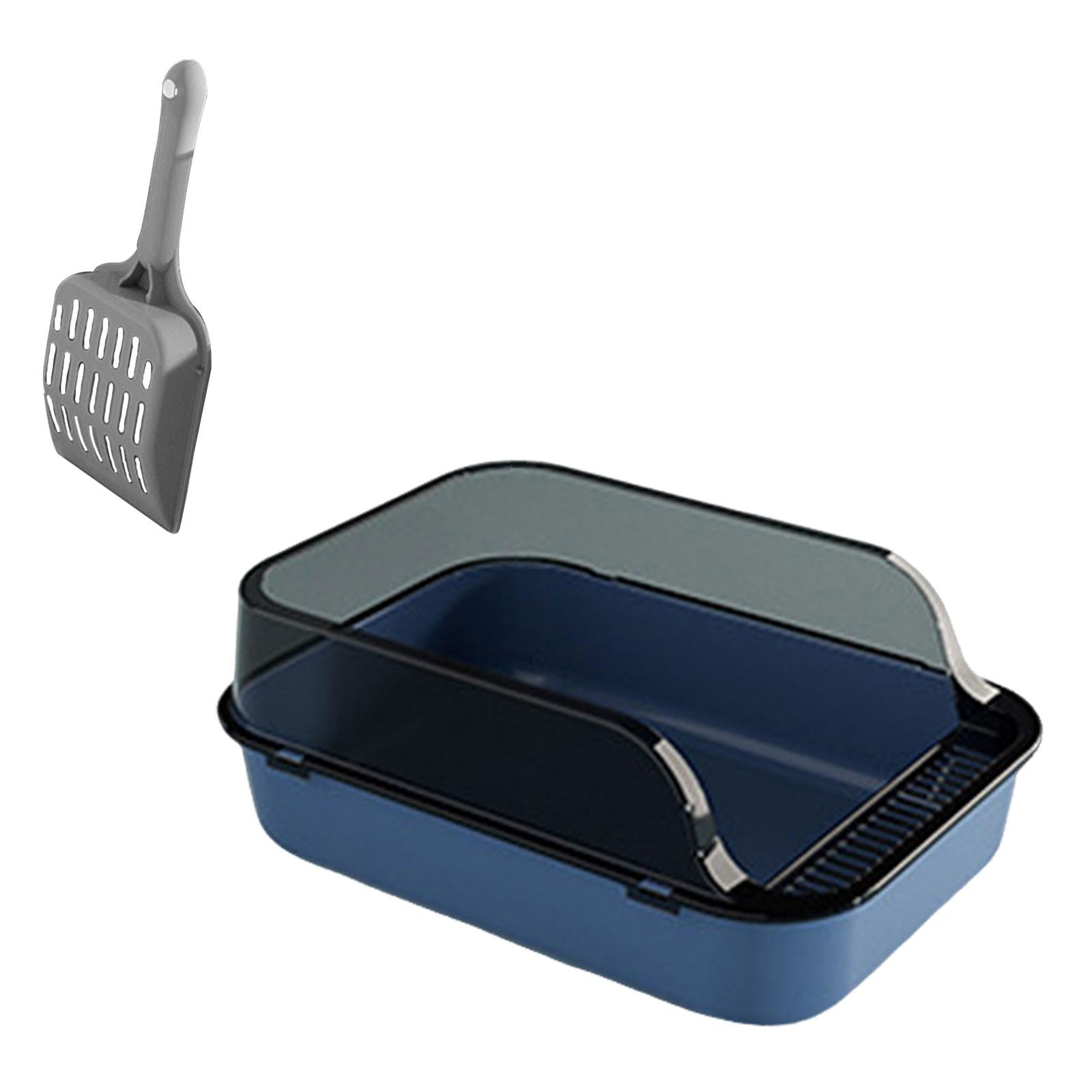 yotijay Cat Anti Splashing Kitty Litter Pan Detachable Semi Enclosed Portable Blue