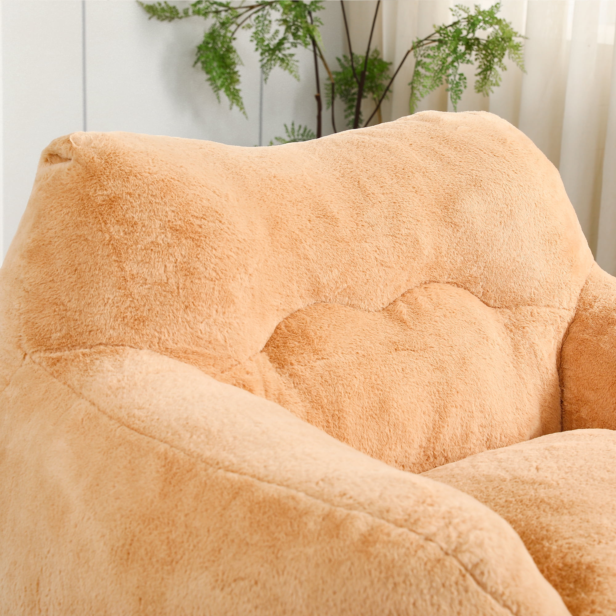 Leumius High-Density Bean Bag Sofa Chair with Armrests 47.3" D x 41" W x 33" H, Brown