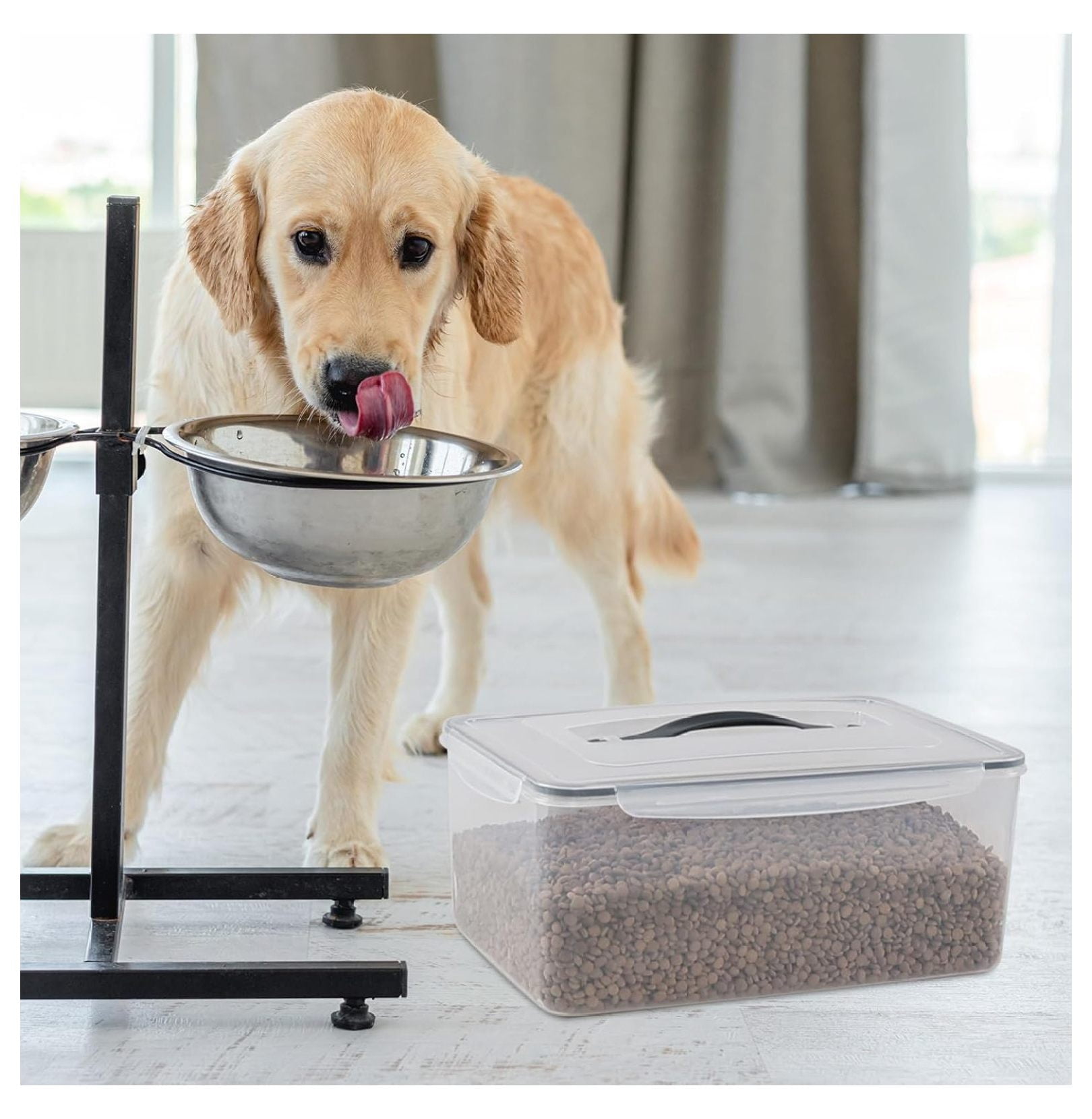 4 Packs Large Airtight Food Storage Containers with Silicone Gasket Sealing Lid, 16 L / 546 Oz, Plastic Storage Bins Boxes for Bread, Rice, Flour, Dog Cat and Other Pet Food