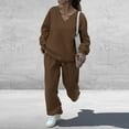 thumbnail image 6 of Wutalume Women's Fashionable Long Sleeve Casual 2-Piece Set, Loose Sweatshirt and Wide Leg Joggers, Sporty Loungewear Outfit,Brown L, 6 of 7