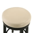 thumbnail image 2 of Contemporary Home Living Set of 2 Ivory and Brown Round Bar Stools with Swivel Seat 30", 2 of 3