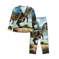 thumbnail image 1 of Fotbe Lake Forest Dinosaur A Conjunto de Pijama de Manga Larga para Mujer con Estampado, Ropa de Dormir de 2 Piezas, Conjunto de Casa Suave y Cómodo con Bolsillos-XX-Large, 1 of 7