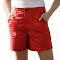 thumbnail image 2 of Bloomae Women's Lightweight Hiking Cargo Shorts with Pockets Trendy Summer Basic Solid Color Button Elastic High Waist Athletic Shorts for Golf Casual, 2 of 7