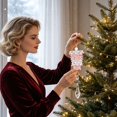 thumbnail image 3 of DefiDgd Christmas Crystal Style Pink Gradient Acrylic Pinecone Hanging Ornament for Christmas Tree Mantel Window Door Wall Holiday Party Home Decor, 3 of 6