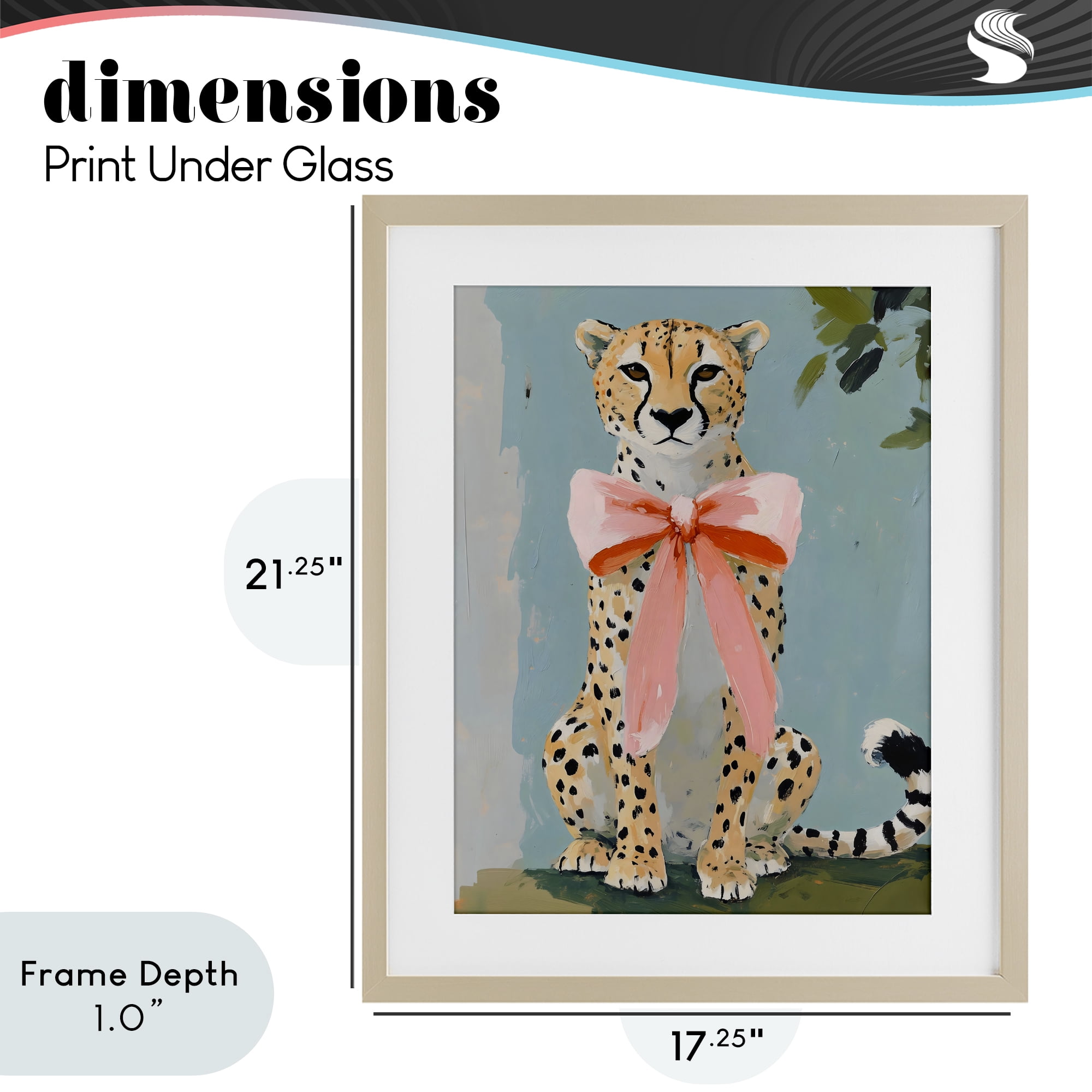 Stupell Industries Cheetah with Big Pink Bow Birch Framed Print Under Glass, design by The Prints Vibe