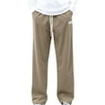 thumbnail image 1 of Pantalones largos para hombre, de color liso, con cordón, informales, de moda, largos, para hombre, 1 of 5