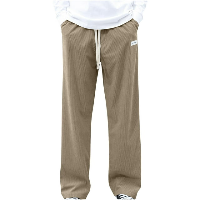 Pantalones largos para hombre, de color liso, con cordón, informales, de moda, largos, para hombre