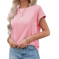 thumbnail image 2 of Women Summer Cap Sleeve Tank Top Crew Neck Solid Casual Basic Tee Shirt, 2 of 6