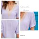 thumbnail image 3 of Blusa de manga corta de guipur con ribete de encaje y costuras con escote en V para mujer y niña, 3 of 6