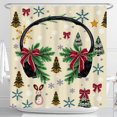 thumbnail image 1 of Vintage Christmas Shower Curtain with Trees, Snowflakes, Bows & Whimsical Snowmen, 1 of 5