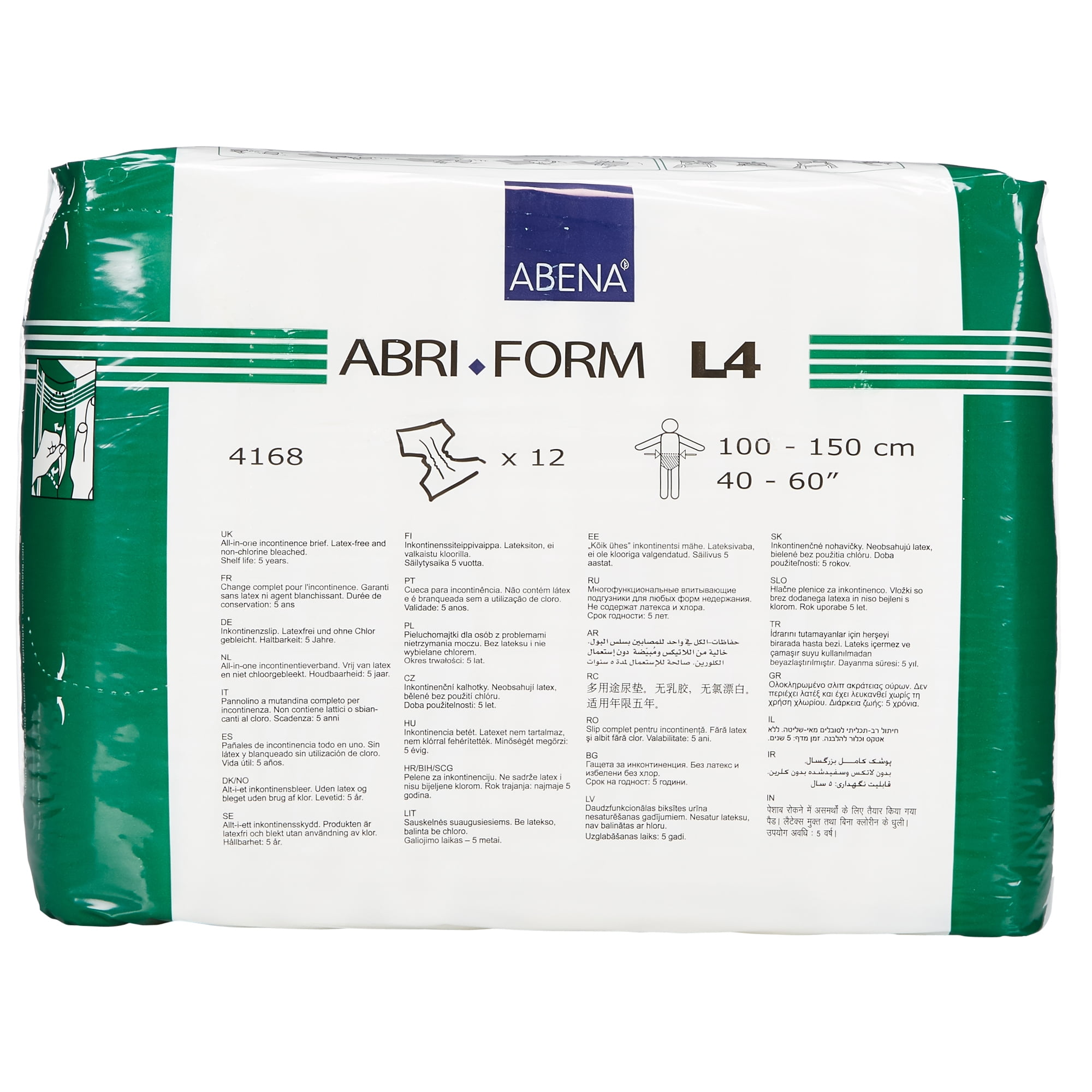 Abena Abri-Form Premium Incontinence Briefs, Level 4, (Small To Extra Large  Sizes) Extra Large, 12 Count