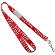 10 Pack - Visitor Badges with Lanyards - Heavy Duty Preprinted Visitor PVC Plastic Badge - Reusable & Dry Erase Writable - Red Breakaway Lanyard w/Swivel Clip - Guest Name Tag Holder - Specialist ID