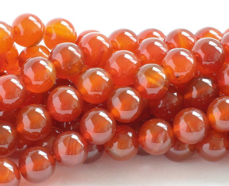 Natural Smooth Round Carnelian Gemstone Beads 12 Inches FREE SHIPPING
