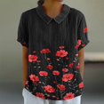 thumbnail image 1 of Fiudx Ropa de Mujer Camiseta Holgada Informal con Estampado para Mujer, Tops de Manga Corta con Cuello de Muñeca, Blusa Bonita y de Lino, 1 of 5