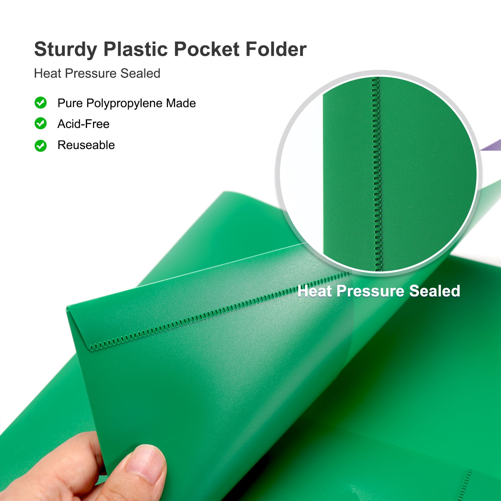 ViVin Sturdy Plastic Folder with 2 Pockets, 6 Pack, School Supplies, Assorted Color