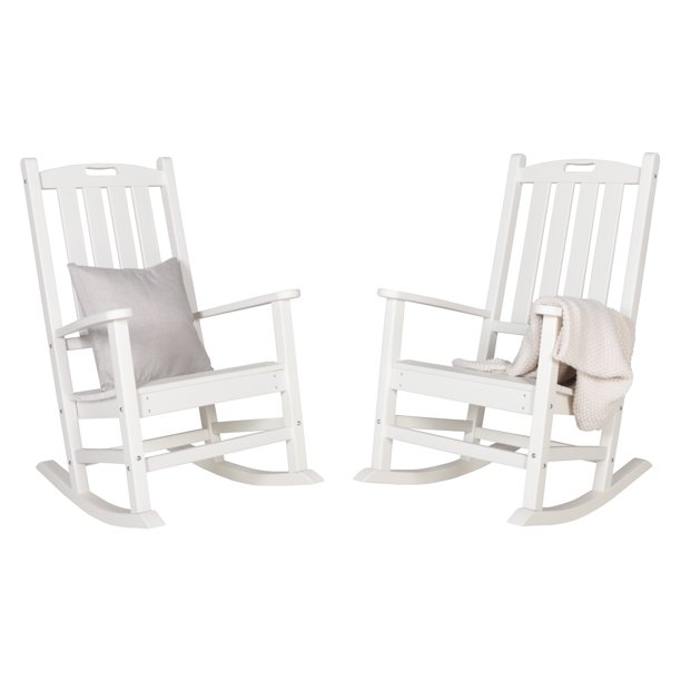 Veikous Outdoor Rocking Chair Set of 2, Porch Rocker with High Back