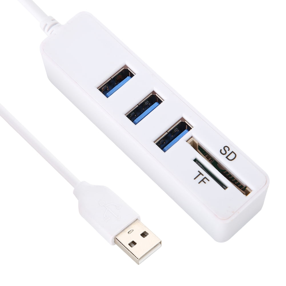 Câble USB Hub 2.0 3 Ports + Adaptateur Lecteur Carte SD/TF - Portable - Neuf