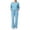 Light Blue, variant on Women's Winter 4 Pocket Scrub Set, Long Sleeve Crew Neck Top and Drawstring Split Hem Flare Pants Uniform Outfit,Women's,Size S-XXL