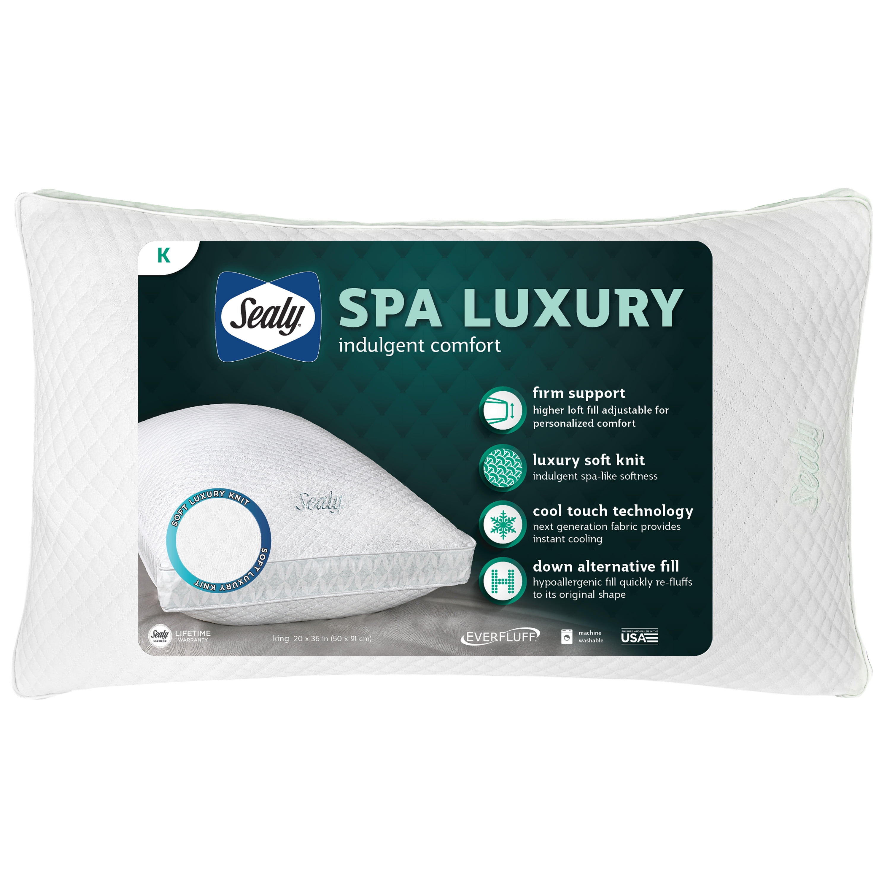 Beautyrest Silver Luxurious Spa Comfort Pillow in Multiple Sizes 