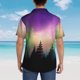 thumbnail image 4 of Fotbe Northern Lights Camisa Hawaiana para Hombre Unisex – Camisa Casual de Verano con Botones de Manga Corta de Algodón y Lino,Small, 4 of 7