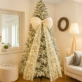 thumbnail image 1 of 49 Inches Christmas Tree Topper Bow Large Fluffy Tulle Christmas Bow for Car Giant Wreath Wall Decor with Long Streamers for Xmas Home Wedding Car Holiday Decor Supplies(White), 1 of 5