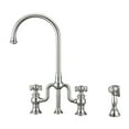 thumbnail image 2 of Whitehaus Twisthaus Plus Bridge Faucet with Gooseneck Swivel Spout, Cross Handles and Solid Brass Side Spray, 2 of 5
