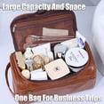 thumbnail image 3 of Portable Large Waterproof Leather Mens Hanging Travel Toiletry Bag, 3 of 7