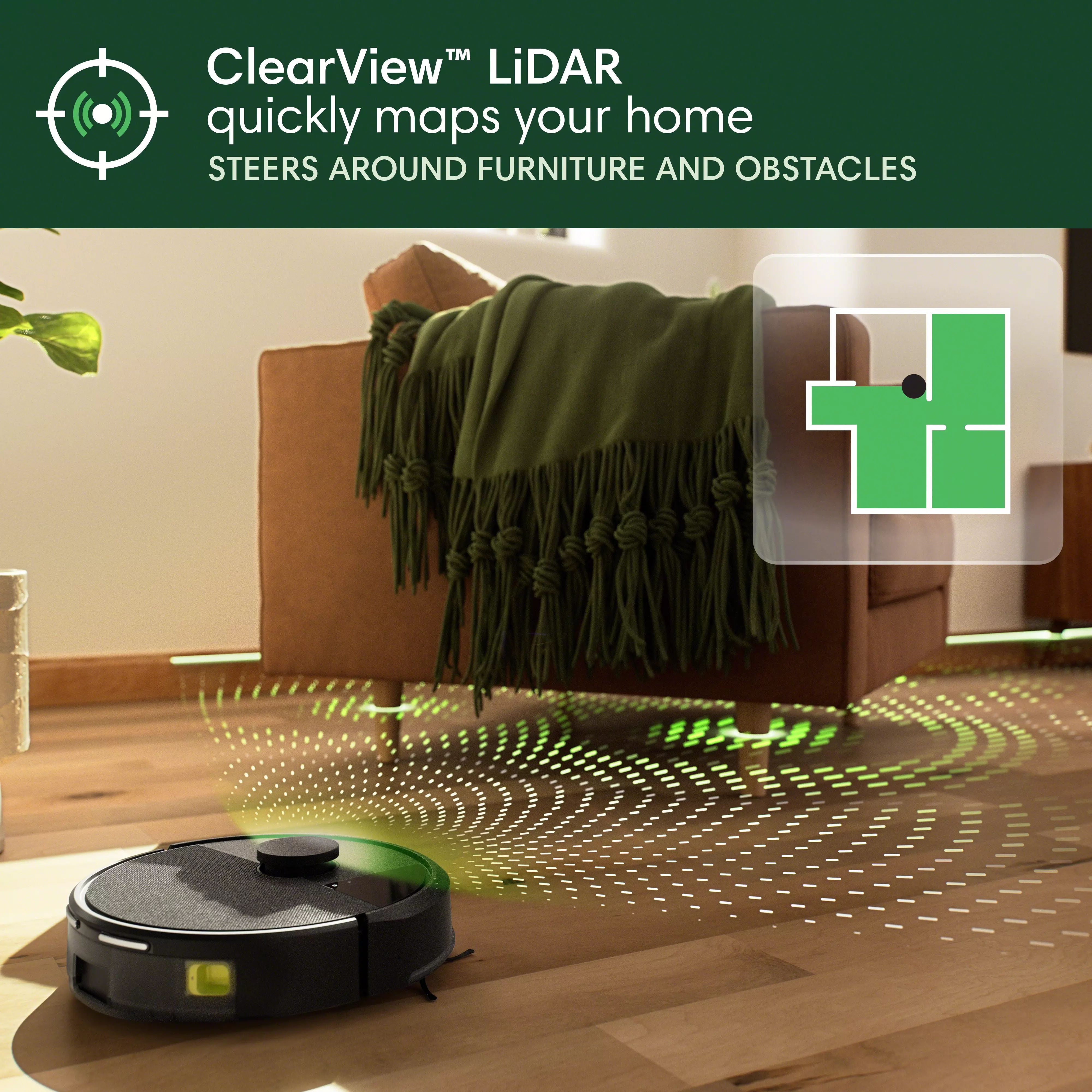 iRobot Roomba 105 Vac Robot Vacuum and Self-Charging Dock with Intense Power Lifting Suction, LiDAR Navigation, for Carpet and Hard Floors, Cleans in Neat Rows, Model # Q312020