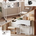 thumbnail image 2 of Ktaxon Wood Folding Computer Desk Office Laptop PC Work Table Home Drawer & Keyboard Tray, White, 2 of 6