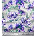 thumbnail image 1 of Soimoi Purple Cotton Poplin Fabric Leaves & Floral Printed Craft Fabric by The Yard 56 Inch Wide, 1 of 1