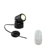 FSLiving 7 Watt LED Mini Accent Uplight Light，Foot Pedal Push Switch Inline Lamp Light Color Changing & Stepless Dimming with Intelligent Remote Control-Black