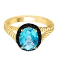 thumbnail image 2 of Mauli Jewels Rings for Women 2 Carat Blue Topaz And Black Diamond Oval Shape Gemstone Ring Prong-Setting 10K Yellow Gold, 2 of 4