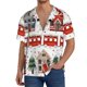 thumbnail image 1 of Balery Christmas Houses Camisa Casual de Manga Corta con Botones para Hombre, Texturizada, Estilo Cubano, para Playa, Verano-Large, 1 of 5