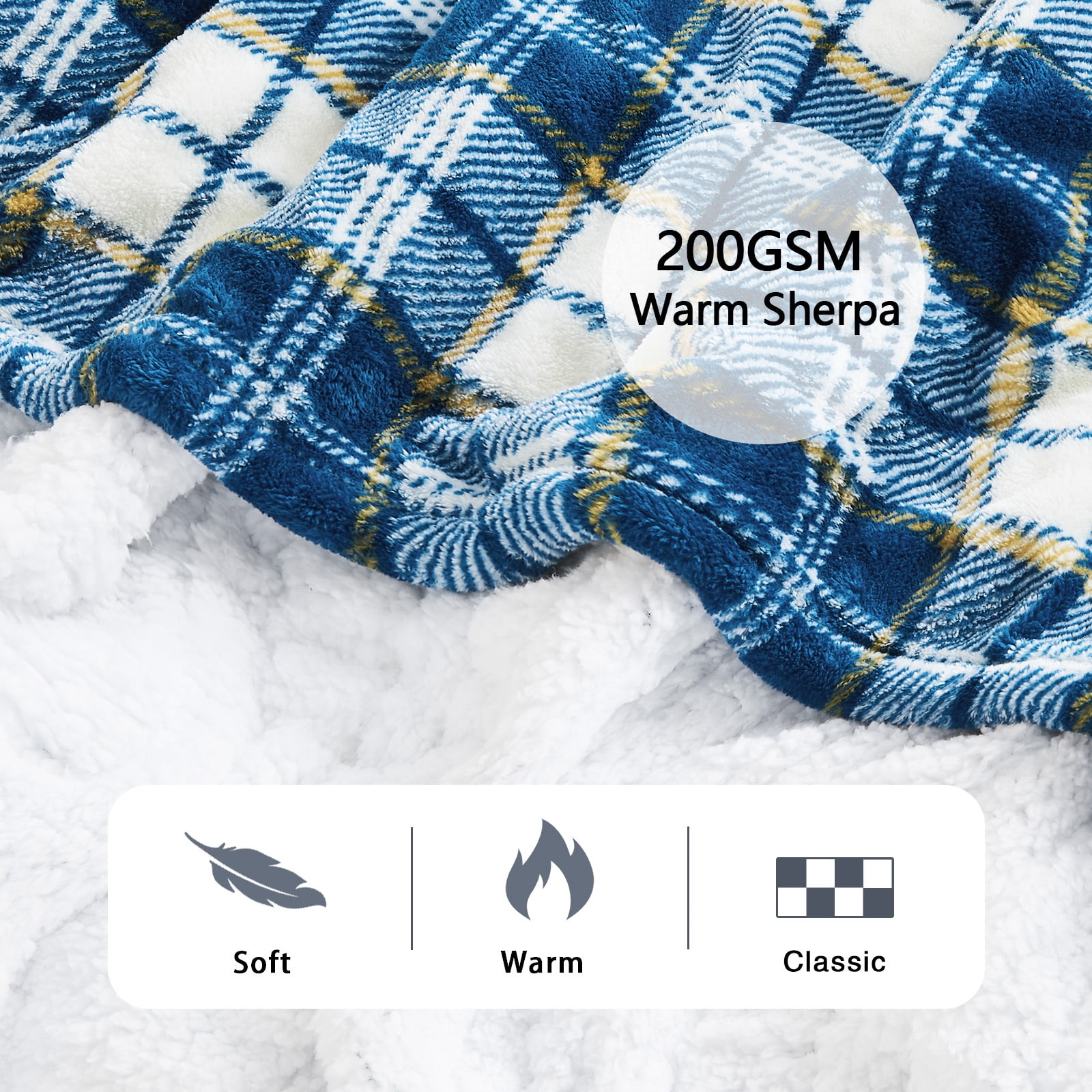 PMONPA Electric Heated Blanket for Adult, 63"x85" Soft Flannel Heating Blanket with 10 Heating Levels & 8 Hours Auto Off，Navy