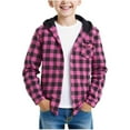 thumbnail image 2 of Button down Shirts for Boys Plaid Hooded Long Sleeve Shirt Fall Light Jacket Size 7-8 Years Boys Shirts, 2 of 7