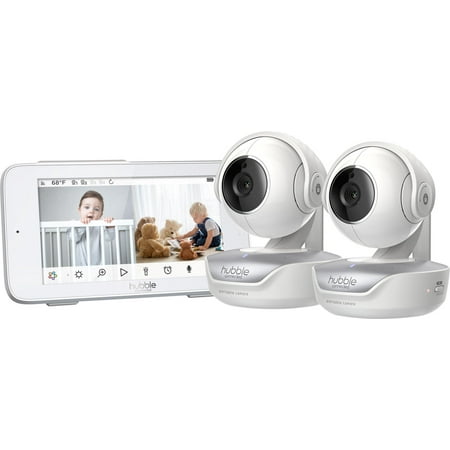 Hubble Connected Nursery Pal Deluxe 5" Smart HD Twin Baby Monitor and 2 Cameras with Built-in Rechargeable Batteries to Use at Home Or On The Go