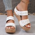 thumbnail image 2 of Womens Platform Wedge Slipper Sandals Fashion Leather Open Toe Chunky Wedge High Heeled Slip on Dress Slides, 2 of 7
