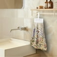thumbnail image 3 of ZIATUBLE Butterfly Daisy Hanging Hand Dry Towels Flower Hand Towels for Kitchen Decorative Bathroom Hand Bath Towel Set 3 Pack Easy to Clean Dish Cloths Towel Reusable Bathroom Washcloth, 3 of 7