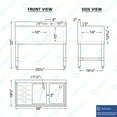 thumbnail image 4 of 2 Compartment Under Bar Sink With 12″ Left Drainboard and Faucet – 36″ X 18 3/4″, 4 of 4