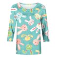 thumbnail image 4 of POTETI Easter Tee Shirts for Women,Womens Happy Easter Day Summer 3/4 Sleeve Crew Neck Shirts for Women, 4 of 5