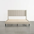 thumbnail image 4 of CHITA Queen Size Upholstered Platform Bed Frame with Vertical Stripe Headboard,Oatmeal, 4 of 10