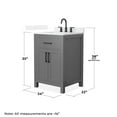 thumbnail image 4 of Beckett 24" Dark Gray Single Vanity & White Quartz Top (3-Hole) & Black Trim, 4 of 5
