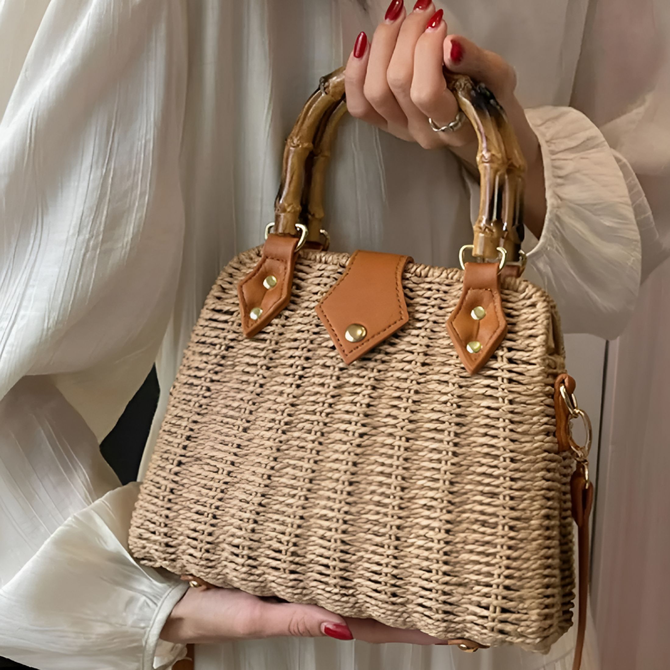 GASTROPOD Straw Crossbody Bags for Women Beach Handbags Wicker Summer Purse Woven Island Beach Bags Natural Bag Woven Crossbody Bags for Women
