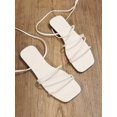 thumbnail image 3 of Vacation Outdoors Lace Up Flat Sandals for Women, Multi Strap Plain Artificial Leather Strappy Sandals, 3 of 4